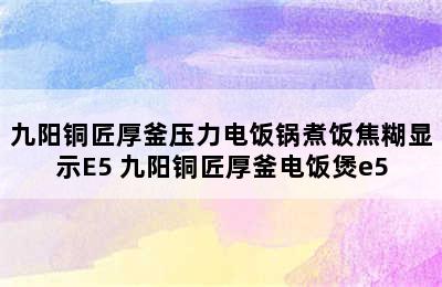 九阳铜匠厚釜压力电饭锅煮饭焦糊显示E5 九阳铜匠厚釜电饭煲e5